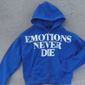Mixed Emotions Blue End Rhinestone Hoodie